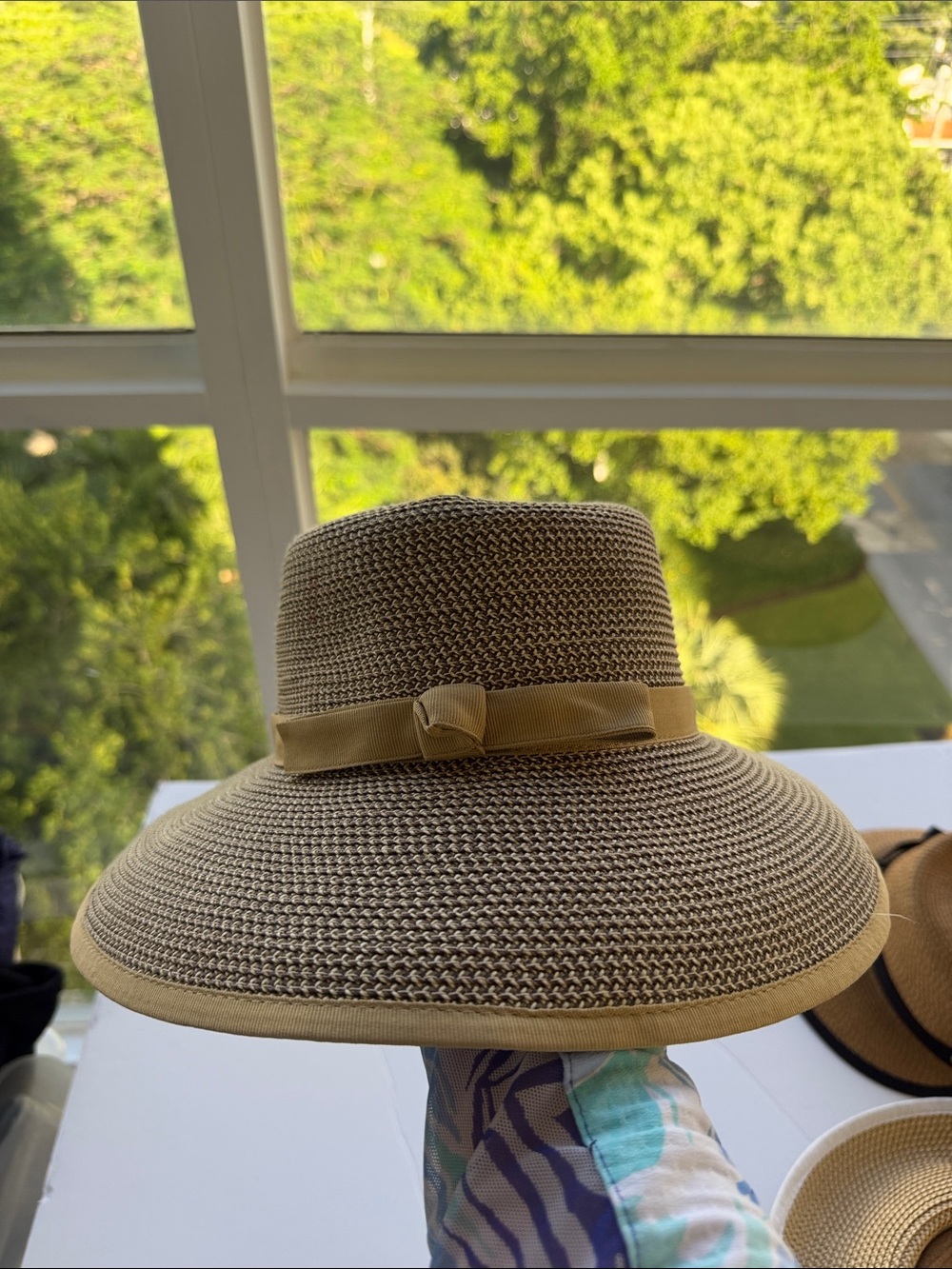 Eric Javits Tan and Brown Woven Straw Sun Hat